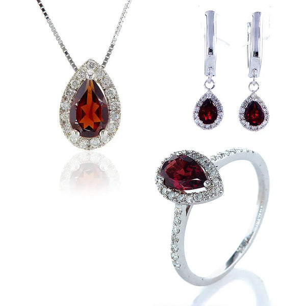 סט סינגפור (אבן גרנט) Fermond Jewelery